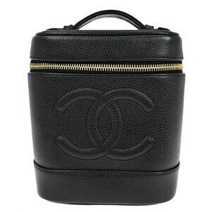 Chanel Black Calfskin Timeless Vanity Handbag